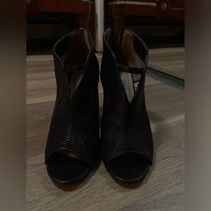 Jimmy Choo Black Textured Peep-Toe Boots